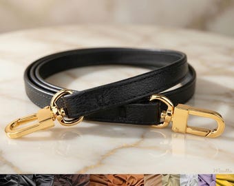 Soft Black Leather Purse Strap: Petite Shoulder to Crossbody Lengths