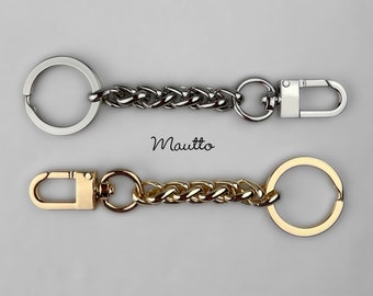 Keychain Accessory for Purse Handbag, Gold or Silver Braided Chain with Keyring and Swivel Clip, Secure Key Tether for Travel