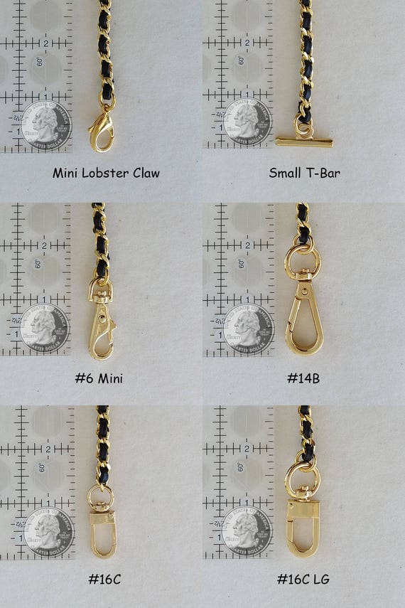 Gold Chain Strap With Black Leather Hand Woven Through  display picture 2