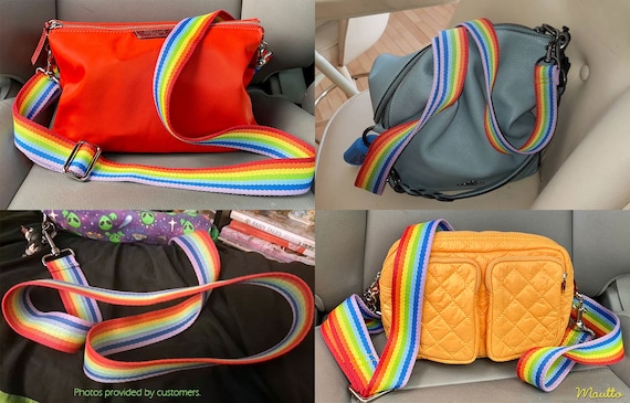 Rainbow Strap for Bags - LGBTQIA+ Pride - Soft Cotton Canvas - Adjustable  Shoulder to Crossbody Length - 1.5 Wide - Customize Connectors