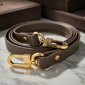 Dark Taupe Leather Purse Strap: Customize Shoulder to Crossbody Length