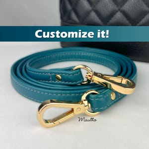 Pfauenblau Lederriemen, Echtleder Geldbörse Riemen, Vivid Blau Taschenriemen: Passen Sie die Schulter an Crossbody Länge & Verschlüsse an, 13mm breit