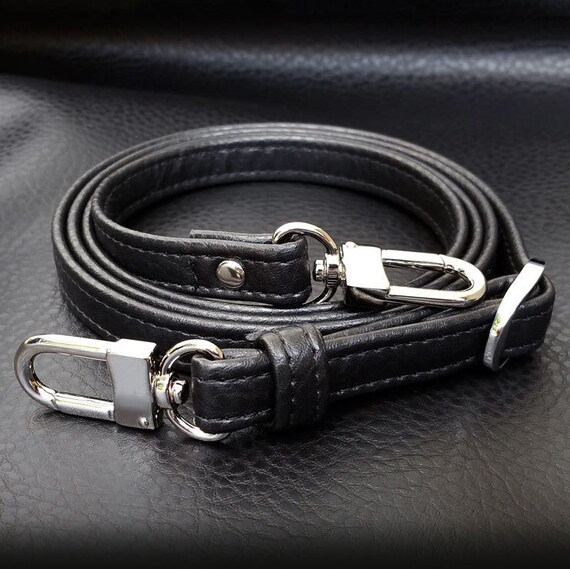 BLACK Premium Faux Leather Purse Strap 1/2 Wide Gold or Nickel 16LG Hooks  Choose Adjustable Length Vegan-friendly 