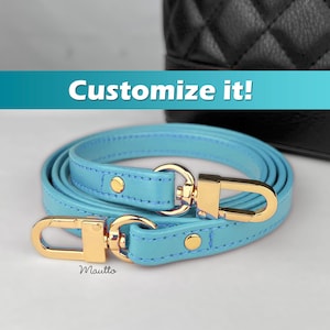 Hellblau Lederband, echtes Leder Geldbörse Riemen, Türkis Taschenriemen: Anpassen von Schulter zu Crossbody Länge & haken - 13mm breit