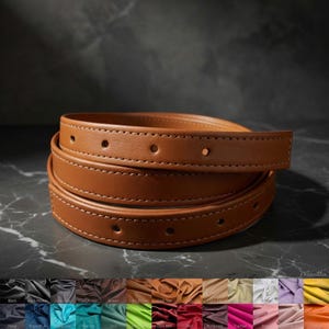 Correa ajustable de piel para bolso con extremos perforados, 1,9 cm de ancho, para llevar al hombro o cruzada.