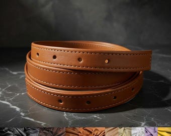 Adjustable Leather Bag Strap with Punched Hole Ends, 3/4 inch Wide, Shoulder to Crossbody