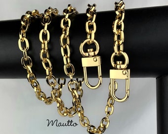 Mini Elongated Box Chain Strap - GOLD Luxury Chain Wallet/Phone/Petite Bag Strap - 1/4" (7mm) Wide - Choice of Length & Hooks/Clasps