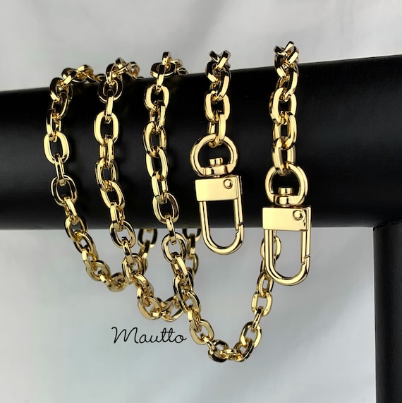 Classic NICKEL Chain Bag Strap with Leather Weaved Through - Choice of  Leather, Length & Hooks, Mautto Handbags