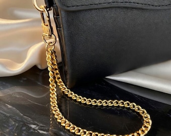 Classy Curb Chain Wrist Strap, Wallet Phone Clutch Lanyard, Gold or Silver