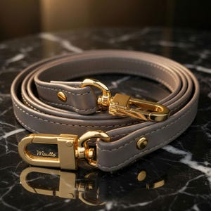 Gray Leather Purse Strap: Shoulder to Crossbody Length Bag Strap, Half-Inch Wide