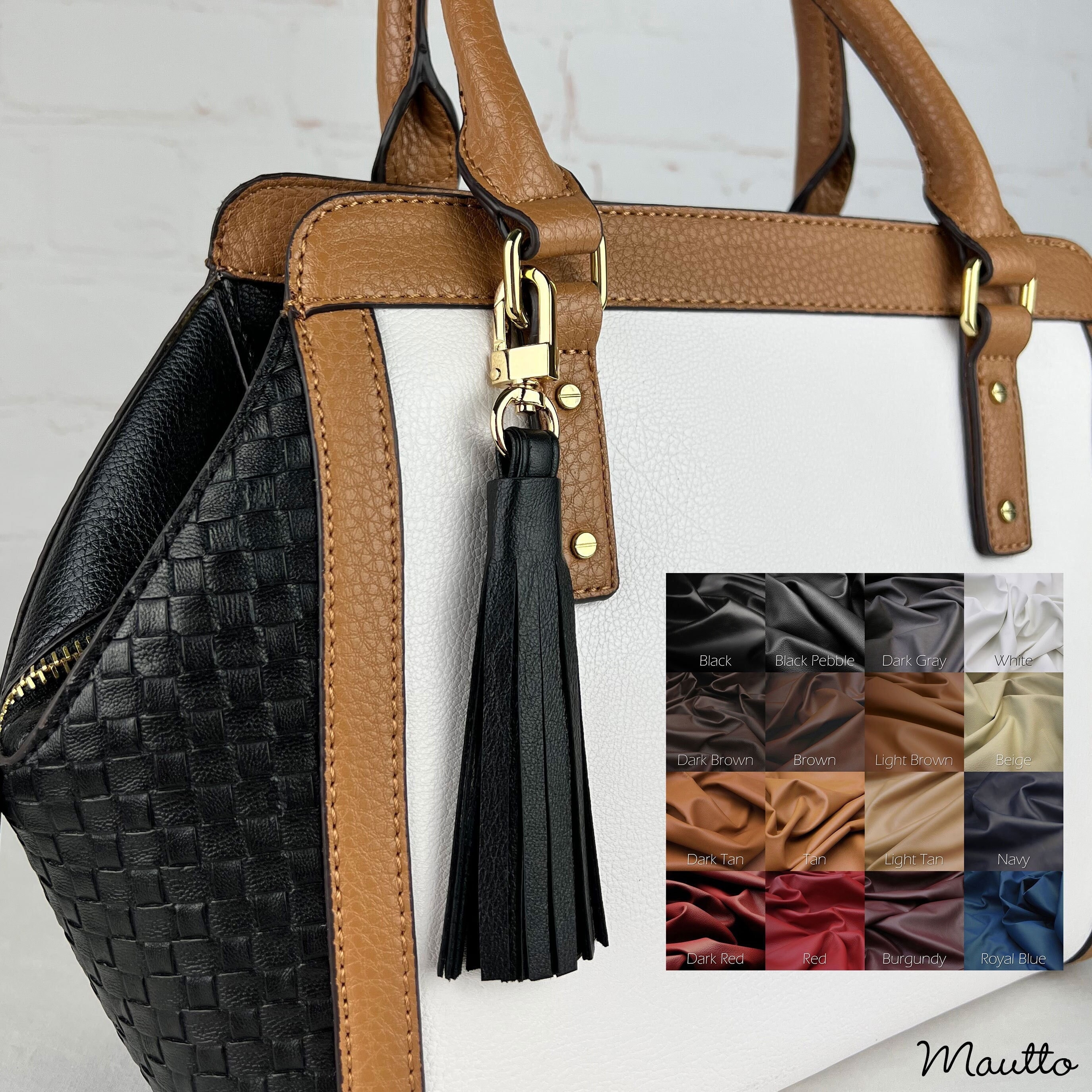Genuine Leather Tassel - Handbag Charm Accessory - 2 Sizes - Gold-tone or Silver-tone Swivel Clip - Graduation Gift - Choose Leather Color