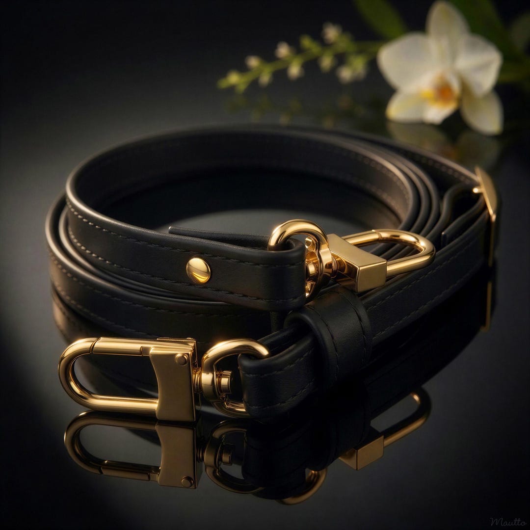 Black Leather Adjustable Crossbody Strap: for Louis Vuitton Eva