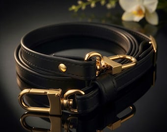 Black Leather Adjustable Crossbody Strap: for Louis Vuitton Eva/Alma/Pochette