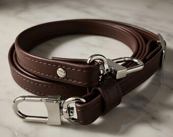 LOUIS VUITTON ブラウンレザーベルト Dark Brown Leather Adjustable Crossbody Strap – for LV Pochette