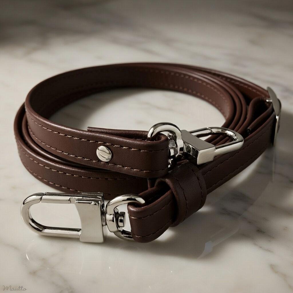 Dark Brown Leather Adjustable Crossbody Strap – for LV Pochette