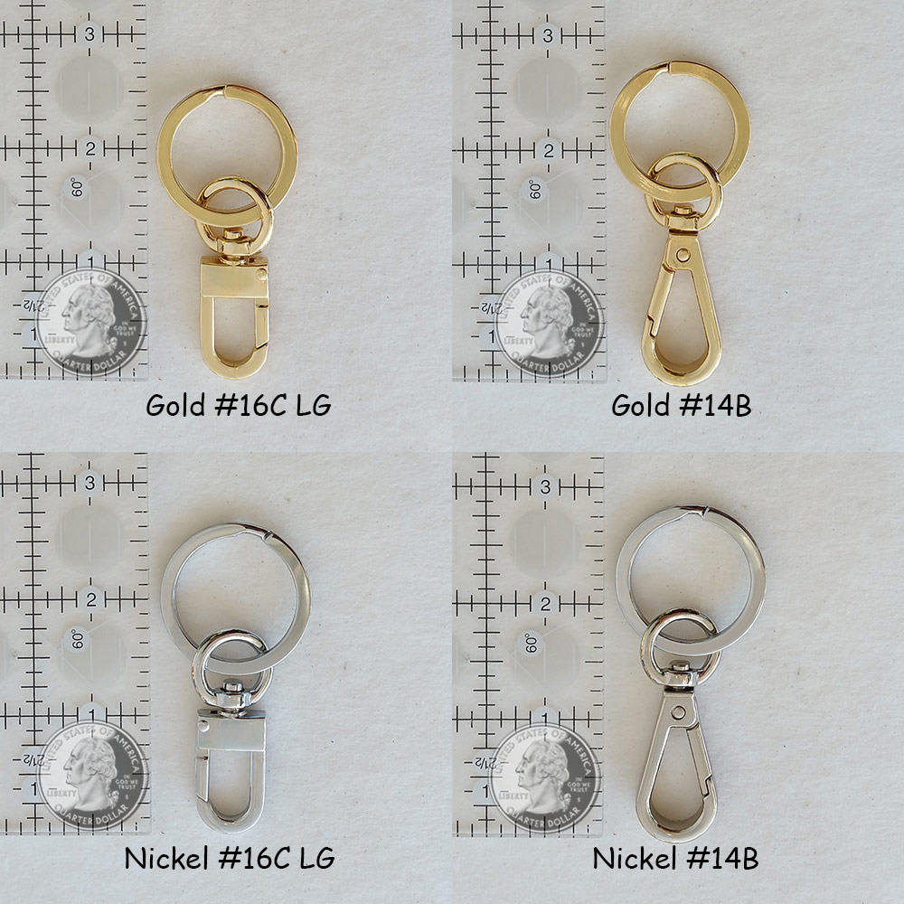 Key Ring/chain Accessory With Swiveling Clip Gold or Nickel 