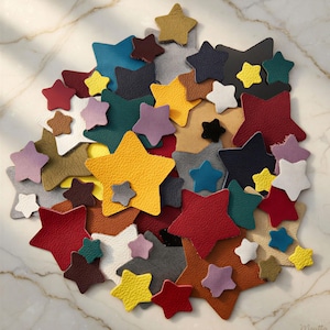 Leather Star Cutouts - Colorful Pieces for DIY Crafting (25pc, one-half to 2 inch Sizes)