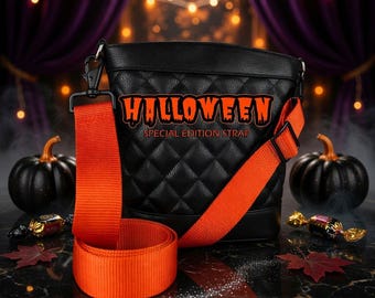 Halloween Orange Nylon Taschengurt, Schwarze Metallteile, Verstellbare Umhängetasche