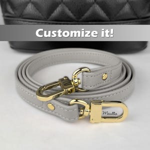 Hellgrau Lederband, echtes Leder Geldbörse Riemen, hellgrauer Gurt für Taschen: Schulter an Crossbody anpassen Länge & Verschlüsse, 13mm breit