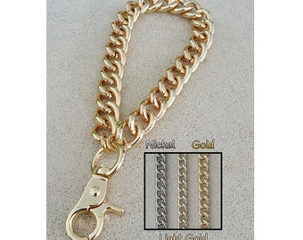 Gold, Light Gold or Silver Chain Wrist Strap - Large Chunky Chain - 7/16" Wide - Customize Size & Clasp Style