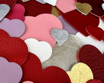 Colorful Leather Heart Cutouts – 20pc DIY Crafting Pieces, .75 to 2 inch Sizes