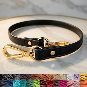 Short shoulder length leather strap, for petite bags. Choice of leather color and hardware finish / style.