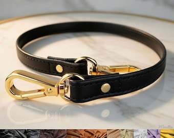 Handmade Leather Purse Strap – 20" Short Shoulder Length, 1/2-inch Wide, Choose Color & Connector