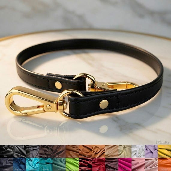 Handmade Leather Purse Strap – 20" Short Shoulder Length, 1/2-inch Wide, Choose Color & Connector