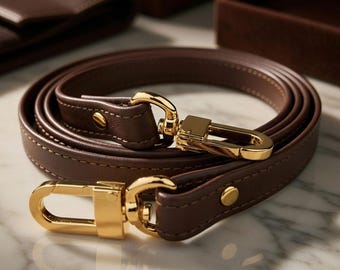 Dunkelbrauner Lederriemen, Anpassen Länge von Schulter bis Crossbody Größe