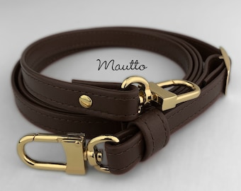 Dark Brown (Damier Ebene) Leather Strap for LV Louis Vuitton Pochette/Alma/Eva/more - .5 inch (13mm) Wide - Adjustable Shoulder to Crossbody