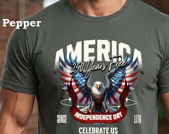 250 years American Freedom T-shirt, Comfort Colors® American Bald Eagle, Independence Day Graphic Design, 4th of July Patriotic Tee