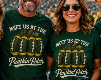 Football Pumpkin Shirt, Green & Gold Game Day Tee, Fall Football Season Shirt, Touchdown Autumn T-shirt, Football Lover Gift, Football Vibes