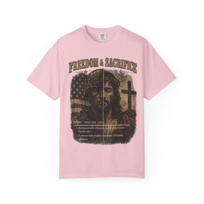 Comfort Colors® Freiheit Shirt, Soldat und Jesus T-Shirt, Christliches Vaterländisches T-Shirt, Militärischer Glaube Grafikhemd, veteran Geschenk Bild 13