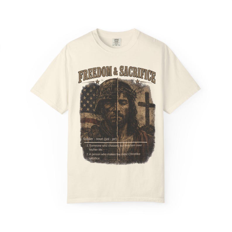 Comfort Colors® Freiheit Shirt, Soldat und Jesus T-Shirt, Christliches Vaterländisches T-Shirt, Militärischer Glaube Grafikhemd, veteran Geschenk Bild 4
