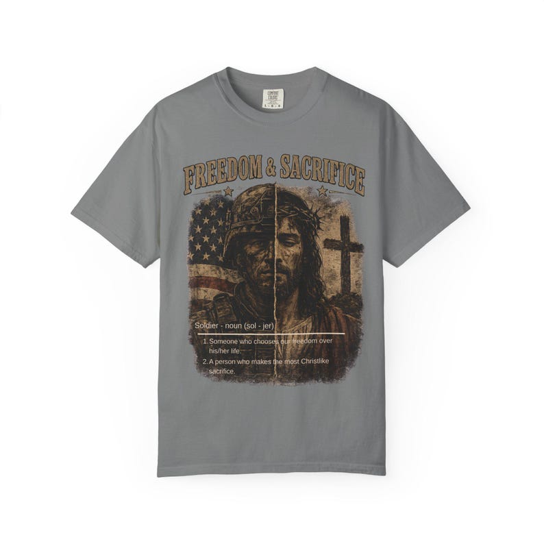 Comfort Colors® Freiheit Shirt, Soldat und Jesus T-Shirt, Christliches Vaterländisches T-Shirt, Militärischer Glaube Grafikhemd, veteran Geschenk Bild 6