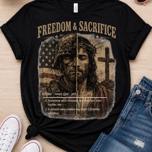 Comfort Colors® Freiheit Shirt, Soldat und Jesus T-Shirt, Christliches Vaterländisches T-Shirt, Militärischer Glaube Grafikhemd, veteran Geschenk Bild 2