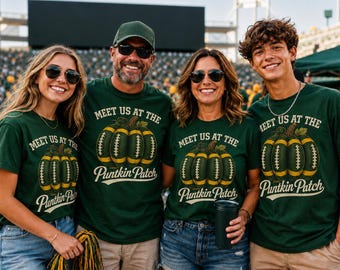 Football Pumpkin Shirt, Green & Gold Game Day Tee, Fall Football Season Shirt, Touchdown Autumn T-shirt, Football Lover Gift, Football Vibes