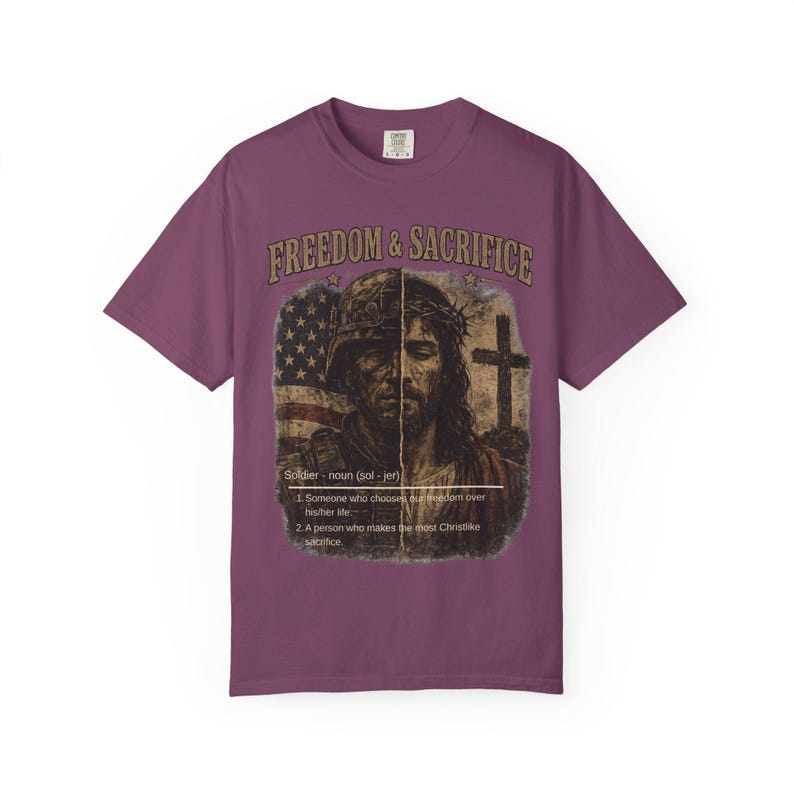Comfort Colors® Freiheit Shirt, Soldat und Jesus T-Shirt, Christliches Vaterländisches T-Shirt, Militärischer Glaube Grafikhemd, veteran Geschenk Bild 14