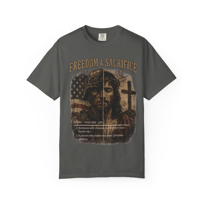 Comfort Colors® Freiheit Shirt, Soldat und Jesus T-Shirt, Christliches Vaterländisches T-Shirt, Militärischer Glaube Grafikhemd, veteran Geschenk Bild 5