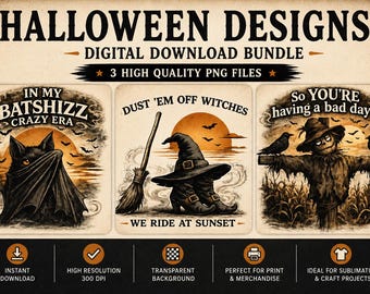 Halloween PNG-bundel, stof van heksen, shirtontwerp vogelverschrikker, digitale download Halloween, sublimatieontwerpen, printables Halloween