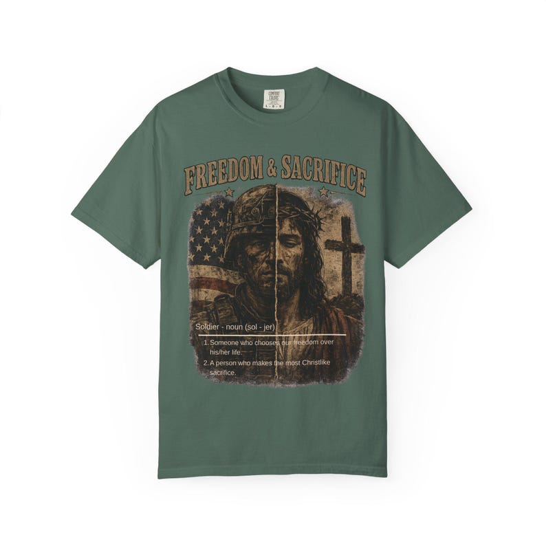 Comfort Colors® Freiheit Shirt, Soldat und Jesus T-Shirt, Christliches Vaterländisches T-Shirt, Militärischer Glaube Grafikhemd, veteran Geschenk Bild 8