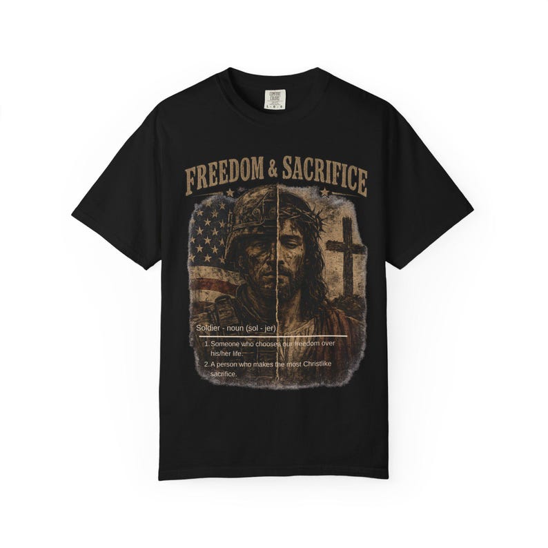 Comfort Colors® Freiheit Shirt, Soldat und Jesus T-Shirt, Christliches Vaterländisches T-Shirt, Militärischer Glaube Grafikhemd, veteran Geschenk Bild 12