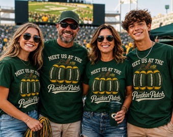Football Pumpkin Shirt, Green & Gold Game Day Tee, Fall Football Season Shirt, Touchdown Autumn T-shirt, Football Lover Gift, Football Vibes