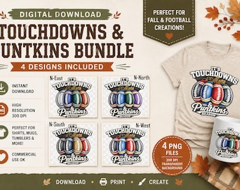 Football Season PNG Bundle, Fall Football Pumpkin Digital Download, Game Day Shirt Design, Teams Digital Prints, Instant Download Sports PNG
