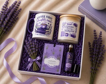 Book Lover Gift Box, Lavender Self Care, Lavender Bookish Bundle, Lavender Gifts, Lavender Gift for Her, Gift Box for Reader