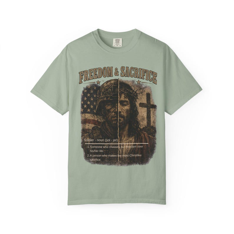 Comfort Colors® Freiheit Shirt, Soldat und Jesus T-Shirt, Christliches Vaterländisches T-Shirt, Militärischer Glaube Grafikhemd, veteran Geschenk Bild 7