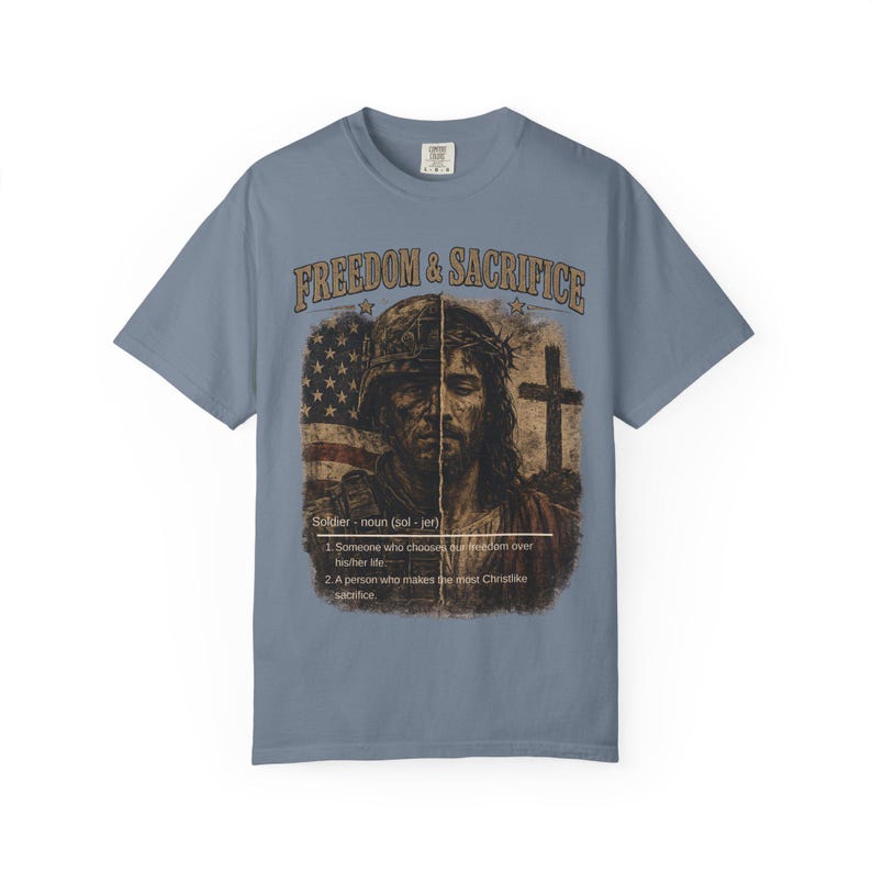 Comfort Colors® Freiheit Shirt, Soldat und Jesus T-Shirt, Christliches Vaterländisches T-Shirt, Militärischer Glaube Grafikhemd, veteran Geschenk Bild 10