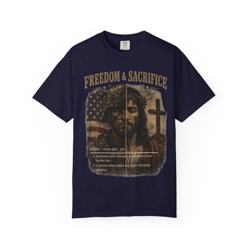 Comfort Colors® Freiheit Shirt, Soldat und Jesus T-Shirt, Christliches Vaterländisches T-Shirt, Militärischer Glaube Grafikhemd, veteran Geschenk Bild 11