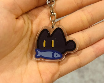 Midnight Meow -- Minimalist Black Cat Acrylic Keychain