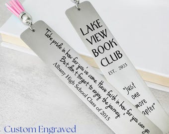 Engraved Metal Bookmark, Personalized Stainless Steel Bookmark with Your Choice of Font and Tassel Color, Teacher Gift, Reader Gift